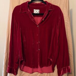 Vintage Luxurious Velvety Button-Down Blouse